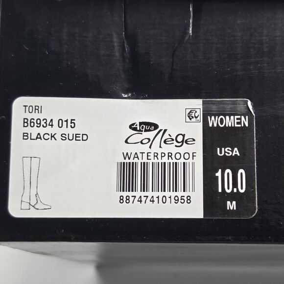 Aqua‎ College Women Tori Waterproof Black Suede Knee-High Boots 10M Side Zipper - Picture 4 of 16